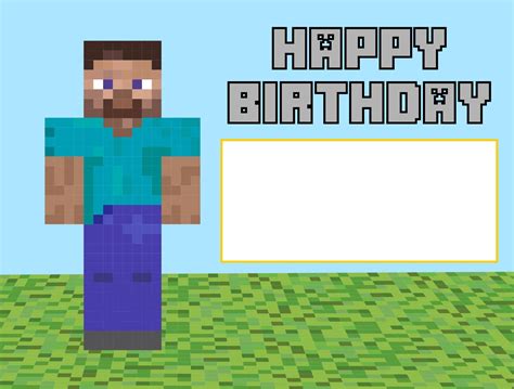 Free Printable Minecraft Birthday Card